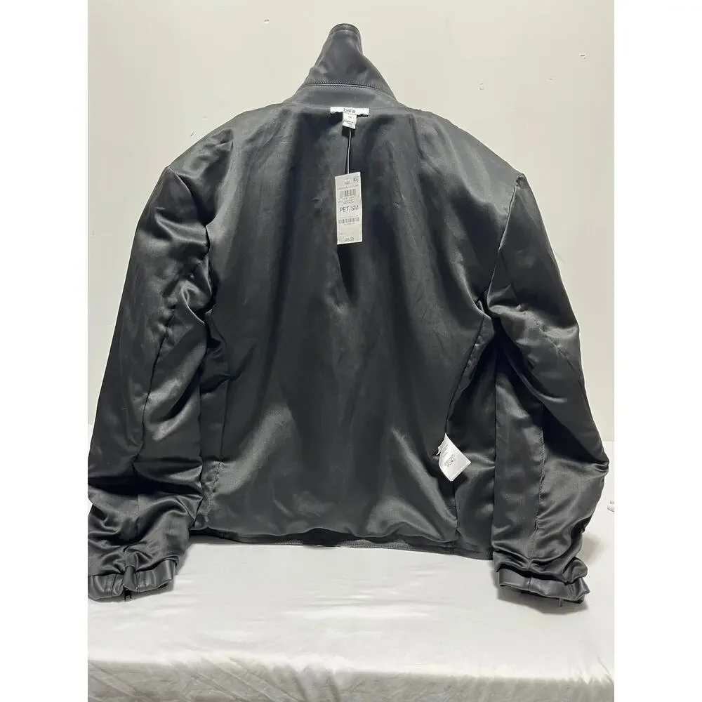 Bar III Faux Leather Moto Jacket Black Petite Small PS NWT - Picture 13 of 16